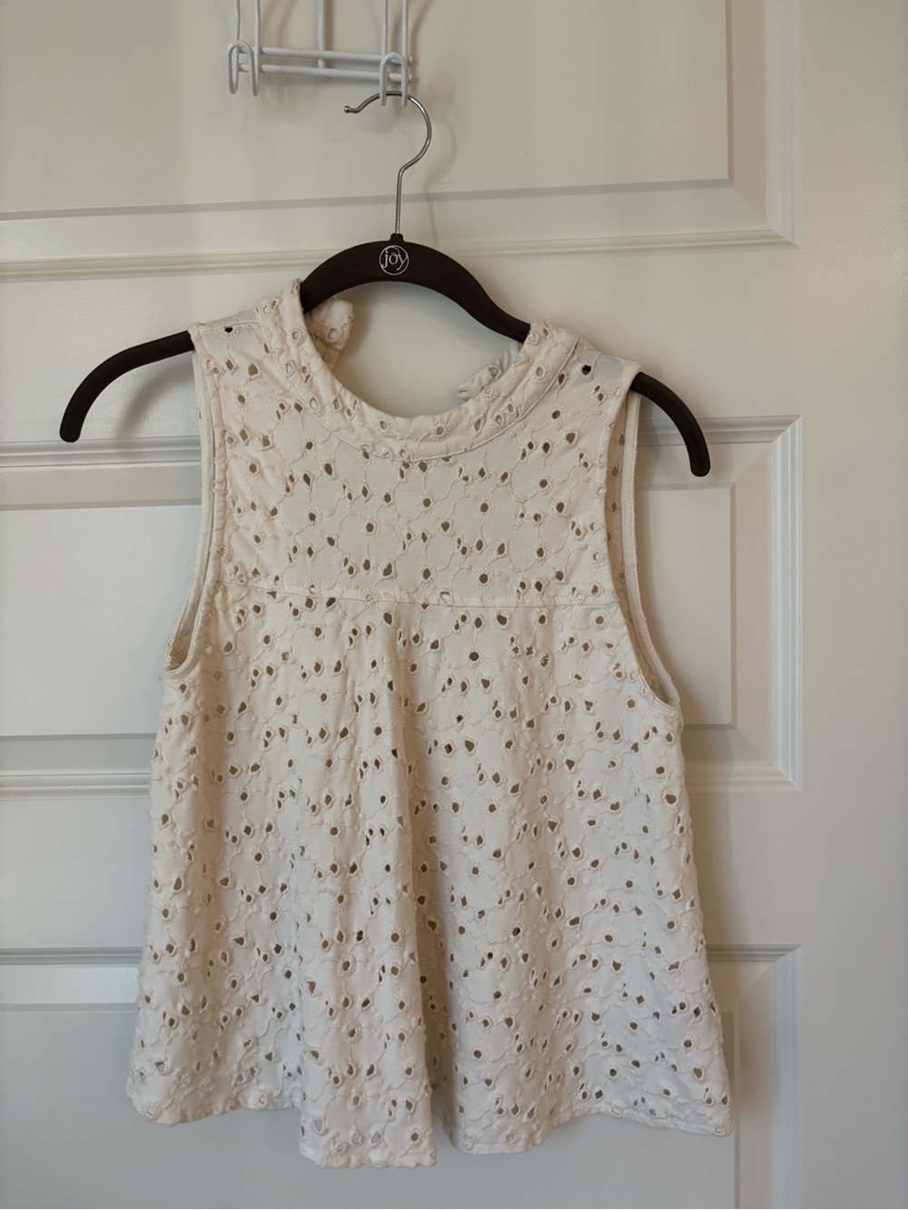 Free People Cream Eyelet Sleeveless Blouse